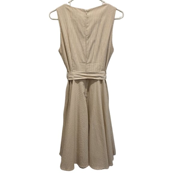 Listicle Beige Pinstripe Wrap Dress Size Small NWT Style #LD0545 - Picture 2 of 7